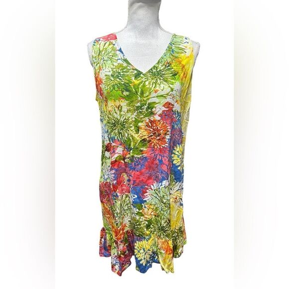Jams World "Santini" Floral Ruffle Hawaiian Mini Dress Size large - Picture 1 of 5